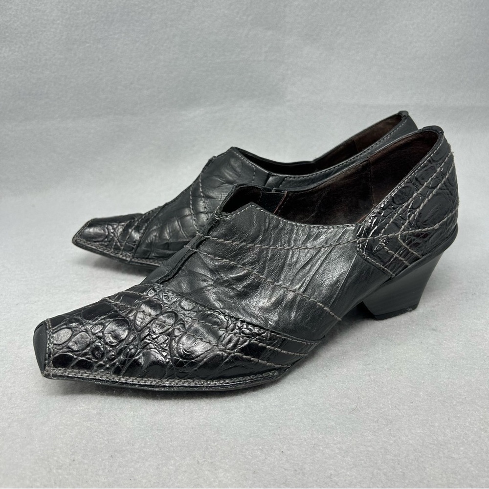 Anthropologie Hispanitas Spain Black Leather Heel Pumps Loafers  Women’s EU 38.